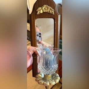Pair of Vintage Mirrored Wood Wall Sconces with Candles